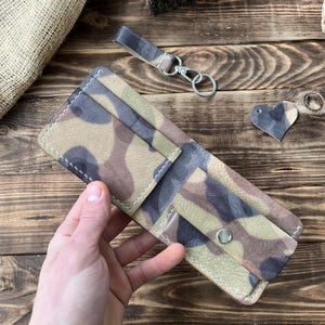 Cartera de cuero genuino estilo militar / Cartera plegable hecha a mano / Regalo para hombre