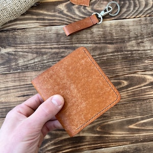Cartera hecha a mano de cuero genuino / Cartera plegable / Regalo para él