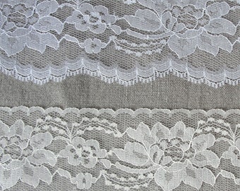 1.75/" White Ruffled Raschel Lace Trim Sewing Notions Wholesale Lot by 50 yards