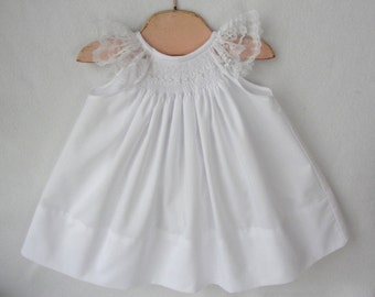 Smocked baby dress, smocked baptismal dress christening dress, ivory christening dress,  baby shower gift, special occasion dress