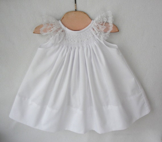 Smocked baby dress, smocked baptismal dress christening dress, ivory christening dress,  baby shower gift, special occasion dress
