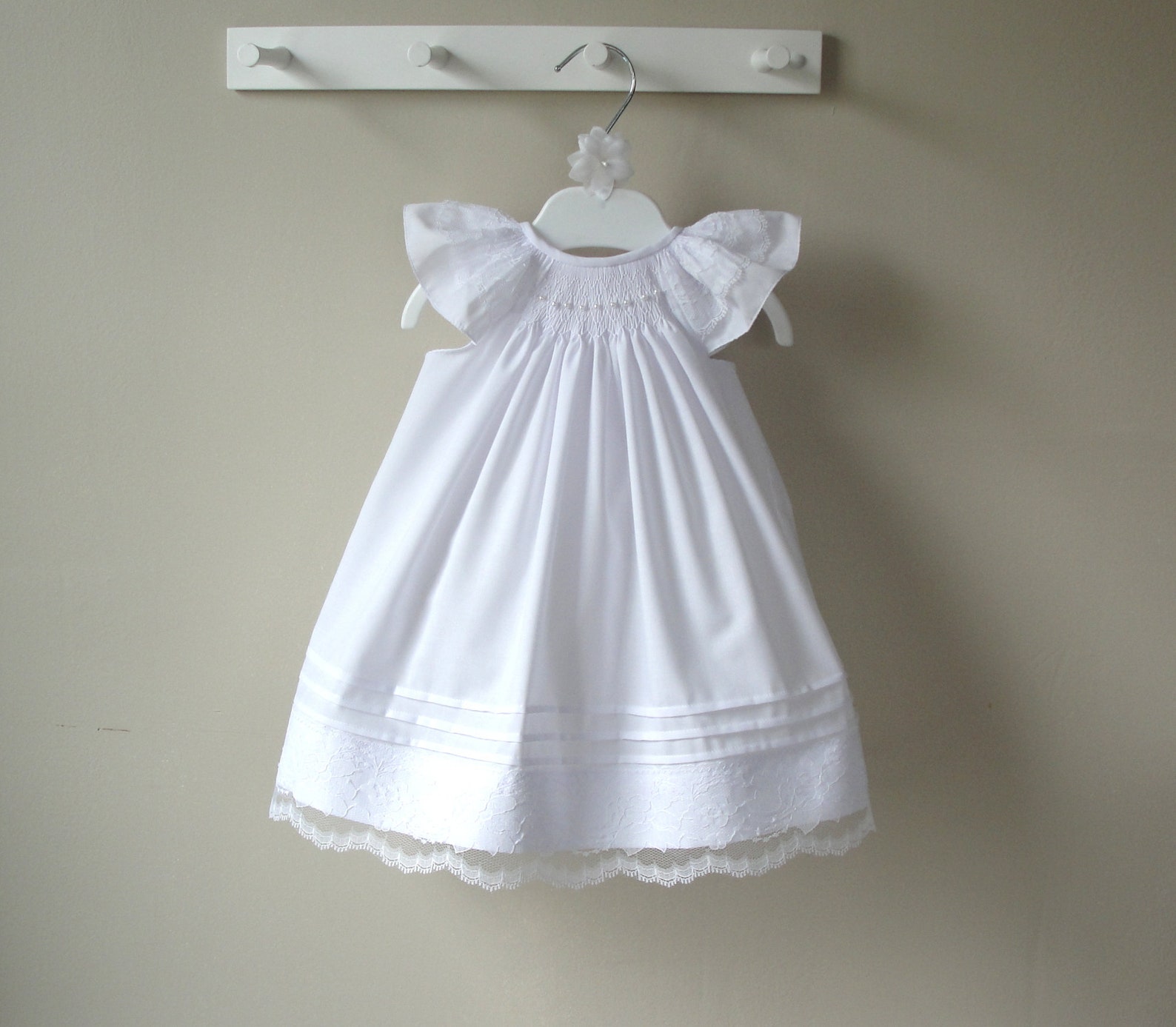 Baby Girls Christening Baptism Smocked Dress Gown main image 0