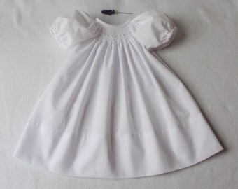 Smocked Baby dress, Smocked White Dress, Smocked White Christening Dress, coming home dress, blessing, flower baby, flower girl