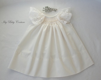 Smocked baby dress, baptism dress, smocked christening dress, baby shower gift, baby girl smocked dress, homecoming outfit, white dress