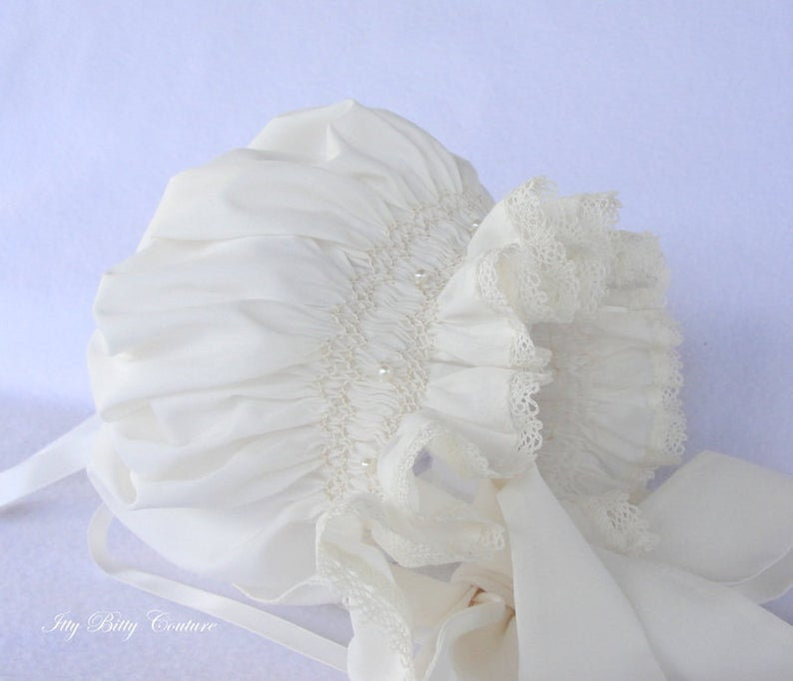3 Piece Smocked Christening Set With Bonnet main image 1
