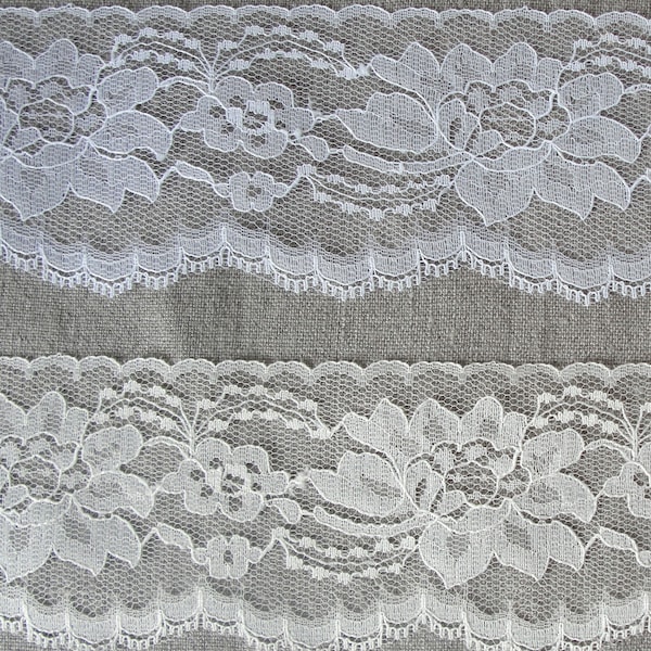 5 yds Ivory Raschel 3 inch flat lace trim, wedding lace trim, bridal flat lace trim, sewing flat lace trim