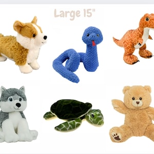 15" Personalized Stuffies. Keepsake of loved one remains, Pet Urn.