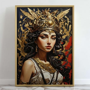 Athena Greek Goddess of War - Goddess Wall Art Greek Mythology Art Greek Goddess Poster, Art Nouveau Print, Goddess of Wisdom painting
