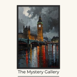 Big Ben "Ciudad de Londres" regalo Pintura al óleo Diseño Paisaje Cartel Decoración del hogar Arte de la pared, Regalo de decoración del hogar