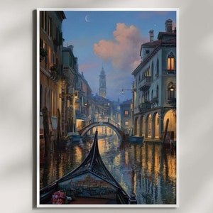 Dipinto di Venezia, stampa di viaggio di Venezia, poster arte murale della città, arte murale per la casa, pittura dell'Italia