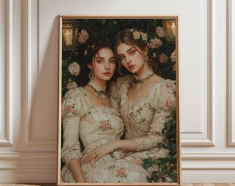 Novias, Dark Academia Print - The Lake, Arte de pared lésbico victoriano gótico y melancólico, Estética decorativa oscura, Estampados góticos