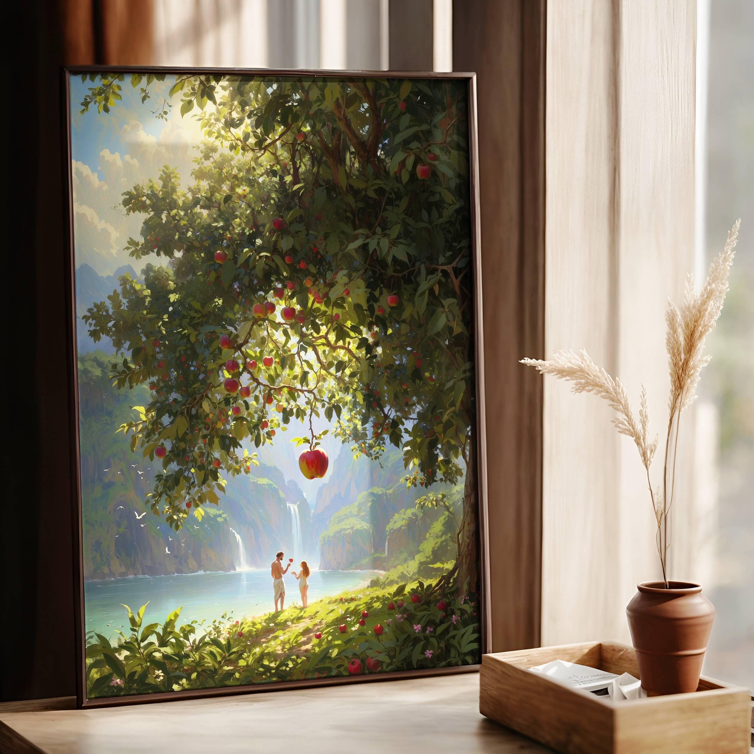 Adam and Eve in the Garden of Eden - Fantasy Art | Esoteric Poster ...