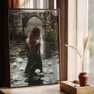 Dark Academia Print / Ophelia / Vintage Style Art / Gothic Poster / Dark Academia Art / Moody Print / cottagecore