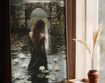 Dark Academia Print / Ophelia / Vintage Style Art / Gothic Poster / Dark Academia Art / Moody Print / cottagecore
