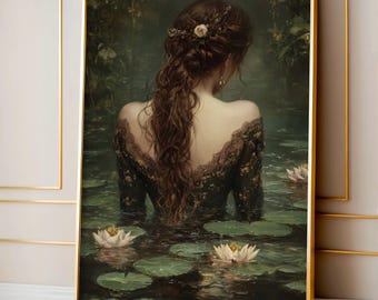Ophelia Print / Dark Academia Print / Vintage Style Art / Gothic Poster / Dark Academia Art / Moody Print / cottagecore
