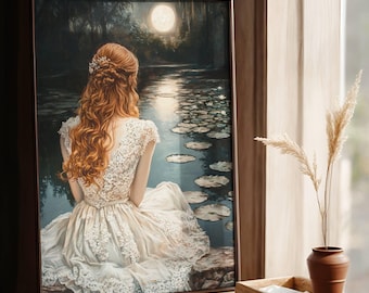 Ophelia-affisch / Ophelia-tryck / Dark Academia-tryck / Vintagekonst / Gotisk affisch / Dark Academia-konst / Stämningsfullt tryck