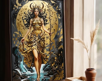 Artemis Premium Matte Poster/ Greek Goddess of Hunting/ Art Nouveau Print/ Divine Feminine Art/ Home Decor/ Greek Mythology/ Feminine Energy