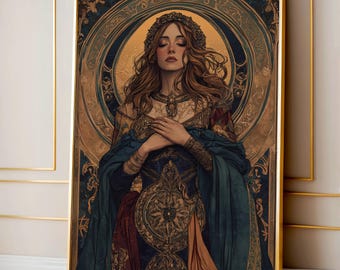 Isa, Mystical Goddess of Elegance | Art Nouveau Goddess Art - Mystical Female Print