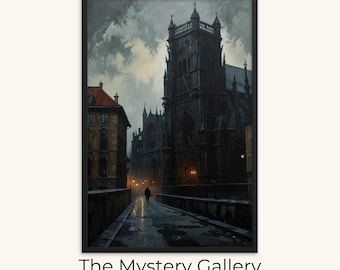 Gotische Kathedrale, Ölgemälde, romantische Wandkunst, Dark Academy, Kunstdrucke, Wandkunst