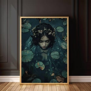 Ophelia Print / Dark Academia Print / Vintage Style Art / Gothic Poster / Dark Academia Art / Moody Print / cottagecore