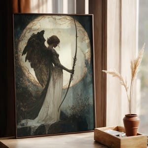 Artemis Fine Art Poster, Greek Goddess of Hunting, Art Nouveau Print, Divine Feminine Art, Home Decor, Greek Mythology, Feminine Energy.