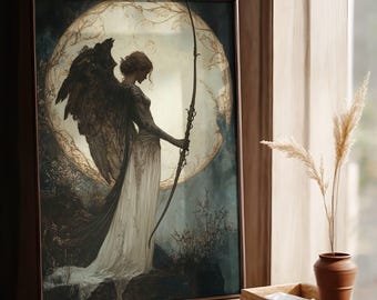 Artemis Fine Art Poster, Greek Goddess of Hunting, Art Nouveau Print, Divine Feminine Art, Home Decor, Greek Mythology, Feminine Energy.