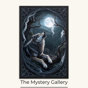 Der Mond und der Wolf - Tarotkartendruck - Dark Academia, Gothic Art, viktorianische Wandkunst, Gothic Prints