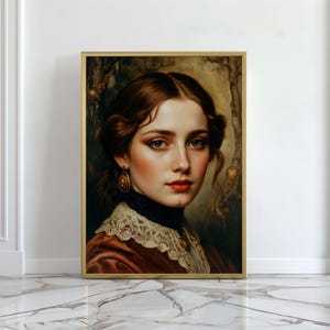 ビクトリア朝の伯爵夫人、油絵、ロマンチックな壁アート、ダーク アカデミア、オフィーリア プリント、アンティーク アート プリント、肖像画