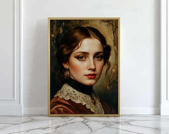Condesa victoriana, pintura al óleo, arte mural romántico, Academia oscura, grabado de Ofelia, grabado de arte antiguo, pintura de retratos
