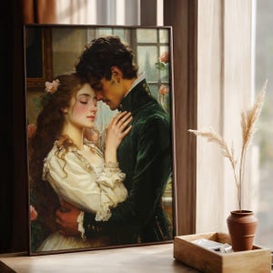 Love Wall Art, Romantic Aesthetic Poster, couple wall art, couple painting, antique love print, romantic art
