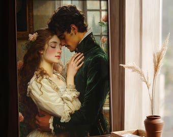 Love Wall Art, Romantic Aesthetic Poster, couple wall art, couple painting, antique love print, romantic art