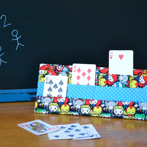 children's card holder, Kids and Adult Playing Card Game Organizer,holder for playing cards,Foldable holder for playing cards,sewing  fabric
