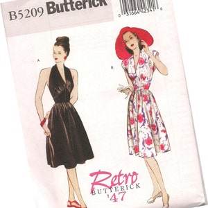 BUTTERICK PATTERN B5209, retro throwback of 1947 butterick, new and uncut, ladies' summer dresses, two styles, sizes 14, 16, 18, and 20 image 1