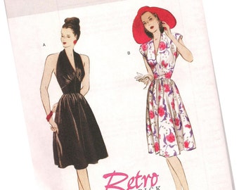 BUTTERICK PATTERN B5209, retro throwback of 1947 butterick, new and uncut, ladies' summer dresses, two styles, sizes 14, 16, 18, and 20