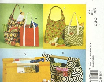 MCCALLS PATTERN M5898 shopping bags, tote bags, craft bags, knitting bags, lunch bag, new and uncut