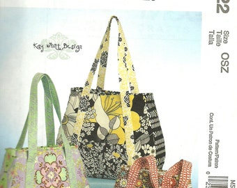 MCCALLS PATTERN M5822 fashion accessories, Kay White Design purses and totes, one size, new and uncut