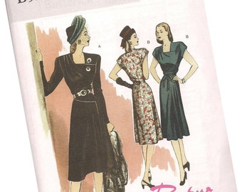 BUTTERICK PATTERN B5281, retro throwback of 1946, Butterick, new and uncut, ladies' career dresses, sizes 6, 8, 10, and 12