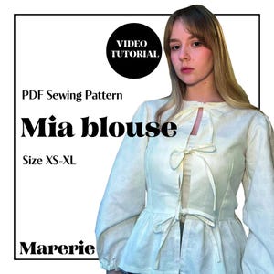 Mia blouse, PDF pattern, women blouse, easy pattern, video tutorial + sewing instructions, XS-XL