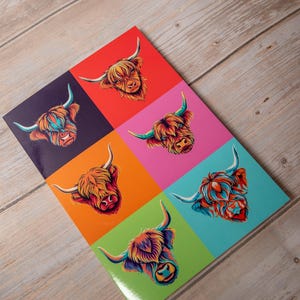 Highland Cow Pop Art Greetings Card: Scottish Gift Card