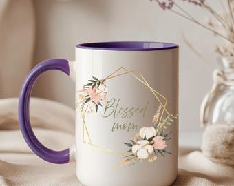 Mug personnalisé pour maman bénie, cadeau nouvelle maman, tasse première maman, mug floral personnalisé, faire-part de grossesse, cadeau fête des mères