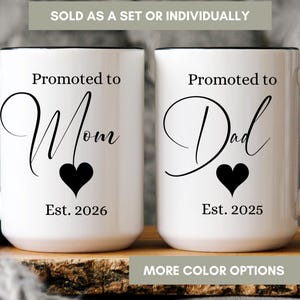 Personalisierte Mom und Dad Tassen Set, Custom Est. Zum ersten Mal Eltern Geschenk, Schwangerschaft offenbaren Kaffeetasse, Babyparty Geschenk für neue Eltern
