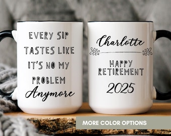 Mug de retraite personnalisé, tasse à café de retraite amusante, cadeau personnalisé pour collègue, cadeau de retraite pour ami
