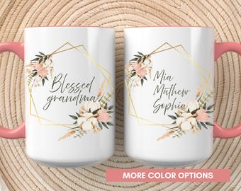 Tasse à café grand-mère personnalisée, nouveau cadeau grand-mère, tasse grand-mère pour la première fois, tasse florale personnalisée, faire-part de grossesse, cadeau fête des mères