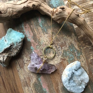 Vera Cruz amethyst and brass necklace