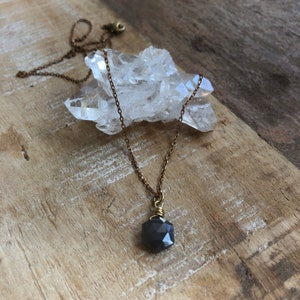 Gray moonstone and brass layering necklace
