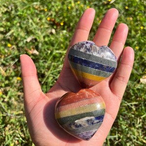 Rainbow Chakra Hearts • Chakra Balancing •Crystal Gift • Healing Energy Stone • Meditation & Spritual Alignment