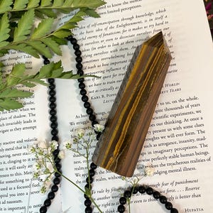 Medium Polished Tiger&#39;s Eye Tower | Crystal Point | Crystal Obelisk | Focus and Confidence