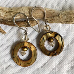 Sparkling amber shell earrings