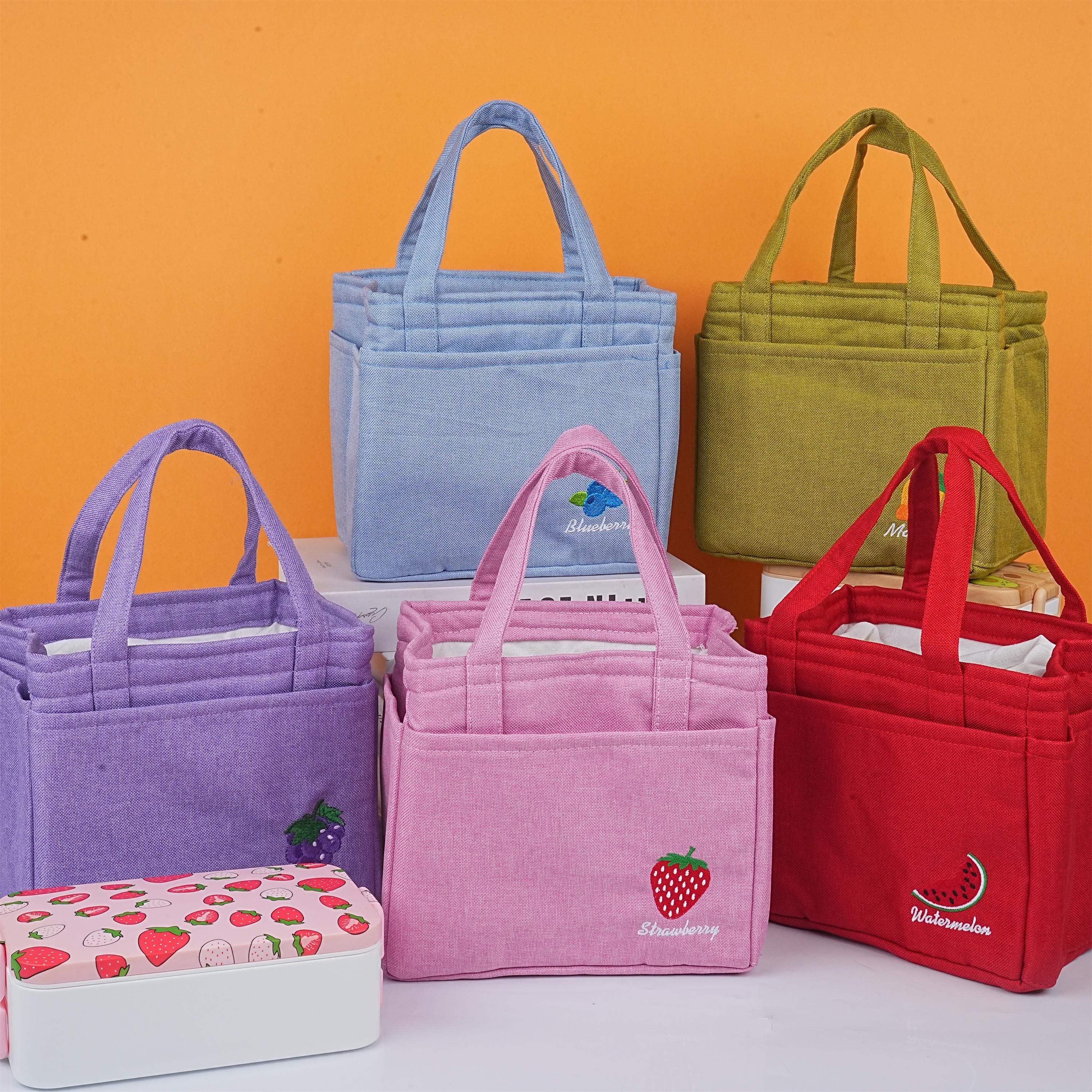 NEW! Mango/Watermelon/Blueberry/Grape/Strawberry Insulated Lunch Bag Kids/Adult, Drawstring Lunch Tote Keep Warm Cold, Back to School