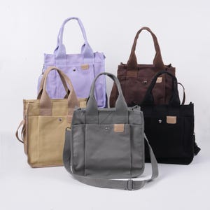 Grand sac à main bandoulière en toile, fourre-tout en toile avec plusieurs poches, superposition durable, sac à langer, cadeau de fête des mères